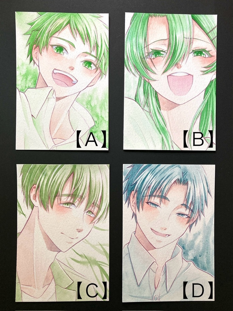 【ポストカード】単色風ドローイング 原画 【水彩 緑】