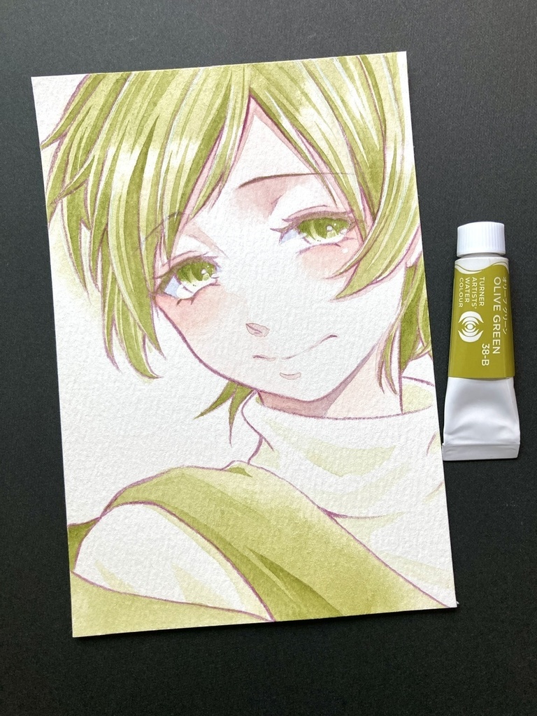【ポストカード】単色風ドローイング 原画 【水彩 緑②】