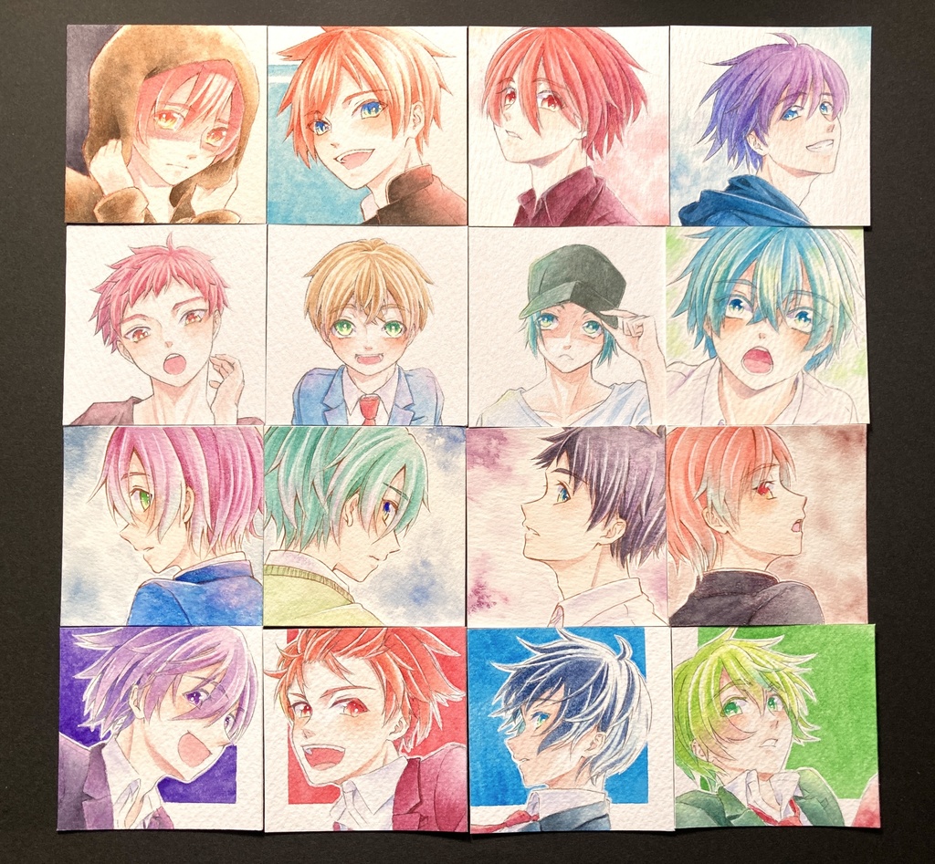 ミニ原画ガチャ 【5.5cm角：水彩 男子】
