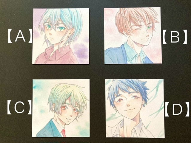 【5.5cm角】カラーイラスト 原画 【透明水彩⑧】