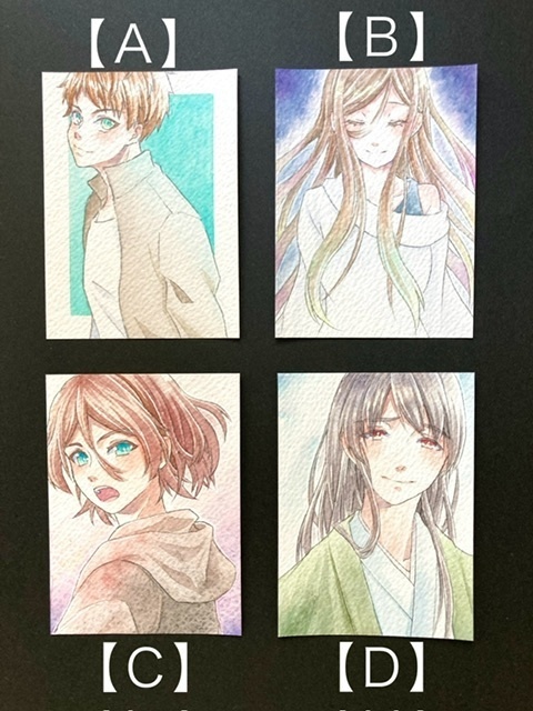 【7.5×5.5cm】 カラーイラスト 原画【透明水彩③】