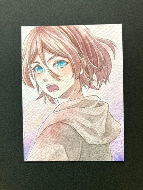 【7.5×5.5cm】 カラーイラスト 原画【透明水彩③】