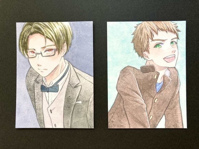 【7.5×5.5cm】 カラーイラスト 原画【透明水彩④】