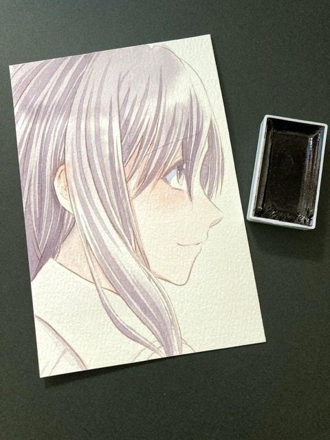 【ポストカード】単色風ドローイング 原画 【水彩 紫②】