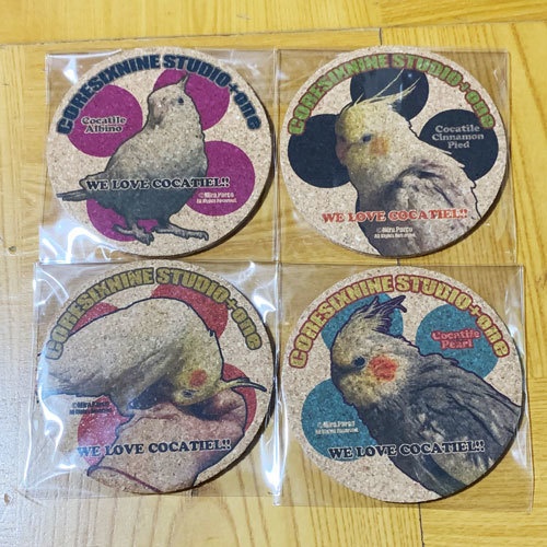 U-03~06 オカメインコ コルクコースター