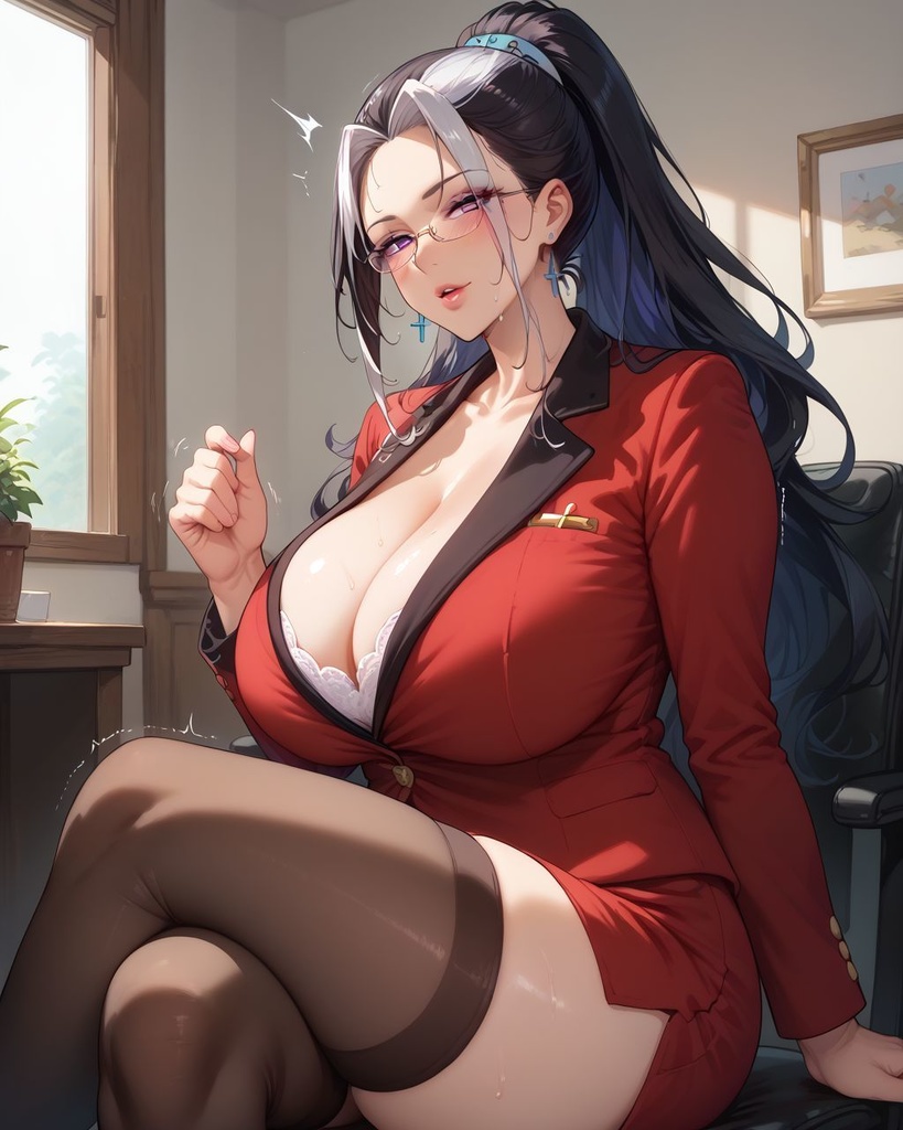 皇リッカ MILF 赤ミニスカ黒タイハイ  
