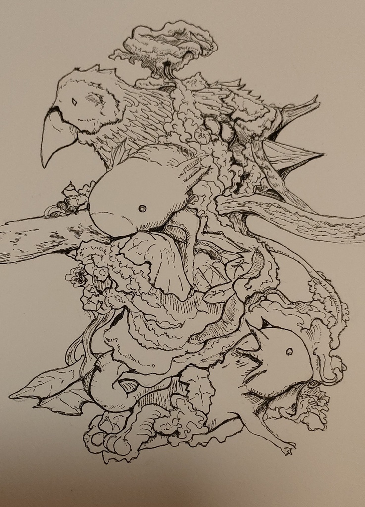 ペンスケッチ 自然テーマの絵画