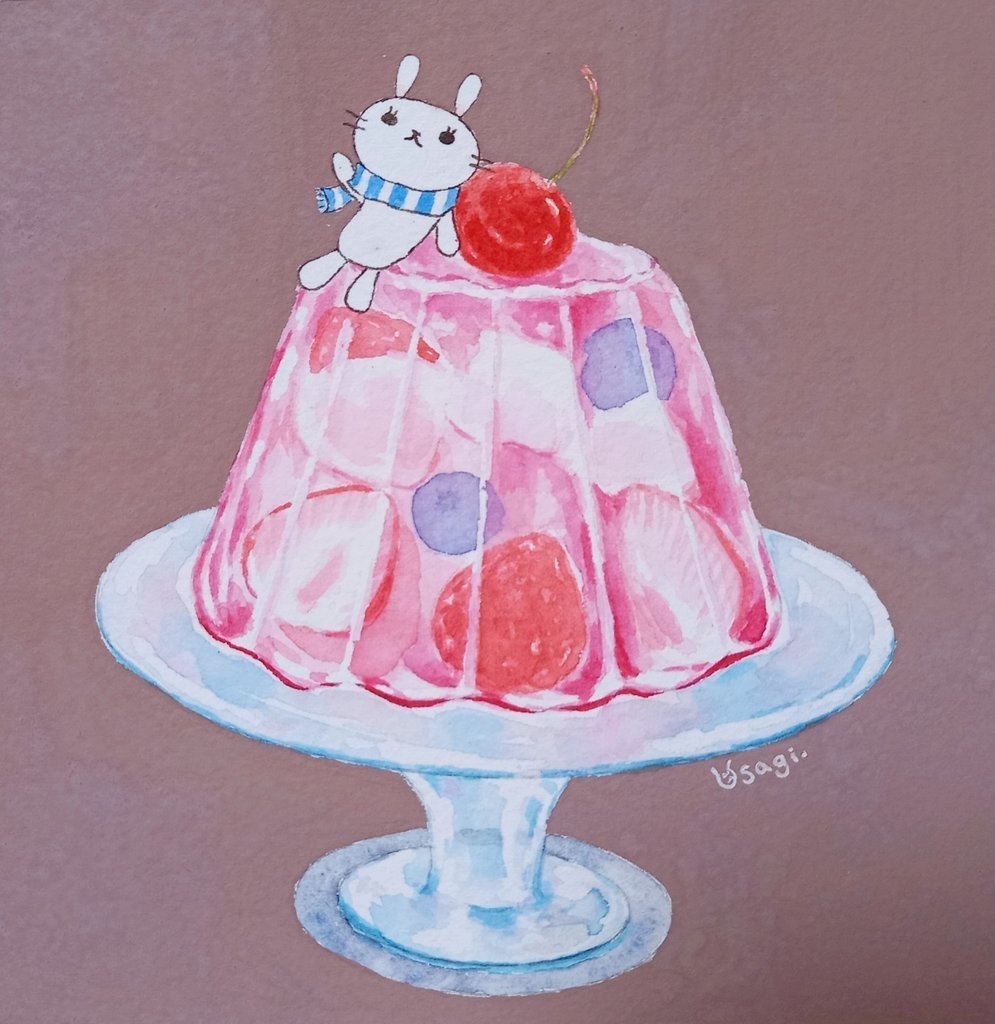 いちごゼリー　イラスト原画