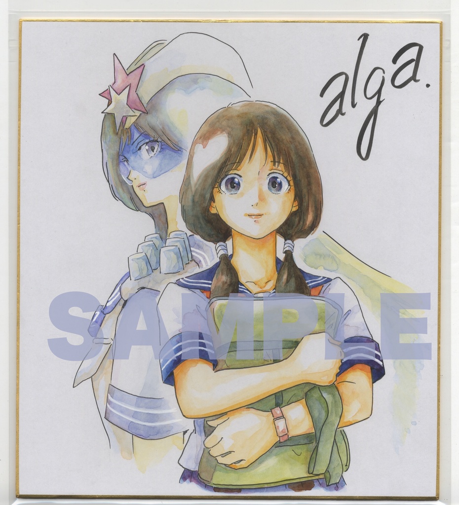 【直筆イラストサイン入り色紙】「舞って!セーラー服騎士」セーラー服騎士&星野舞子  B