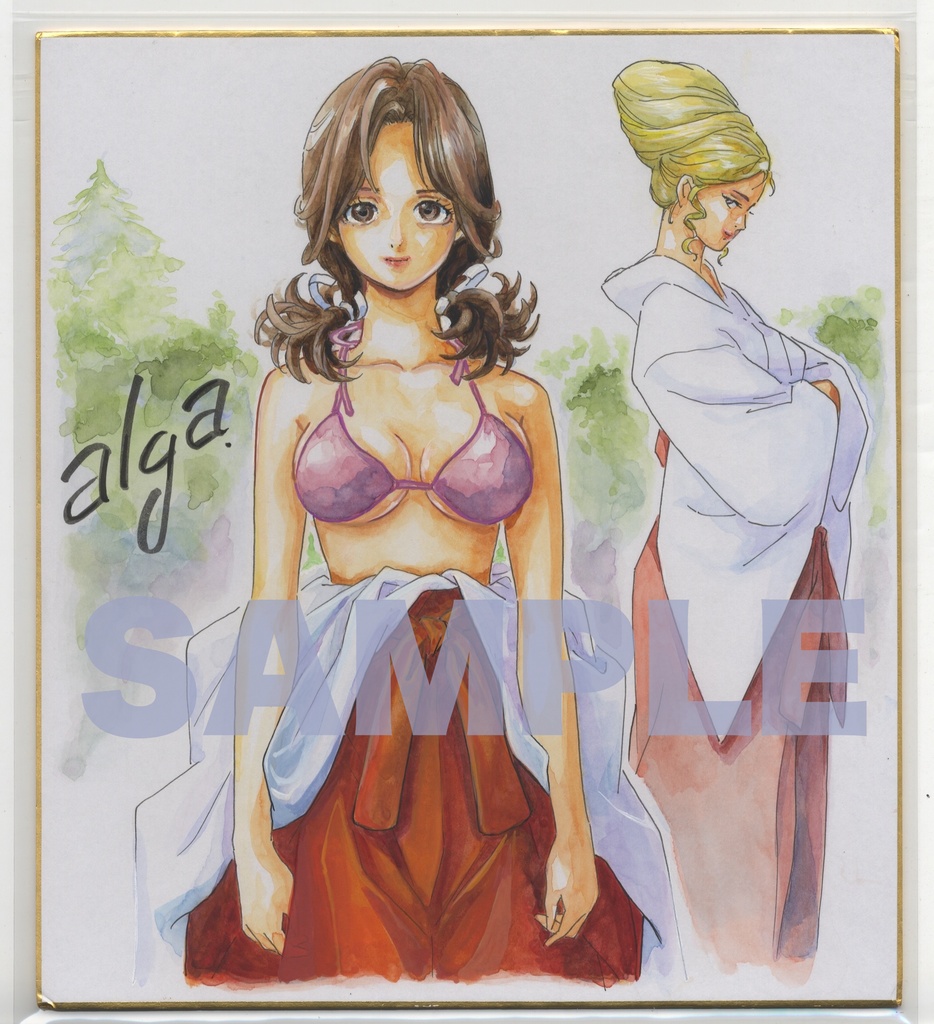 【直筆イラストサイン入り色紙】 「パラダイス神社」  雨乃 未悠亜 & 高島屋さん