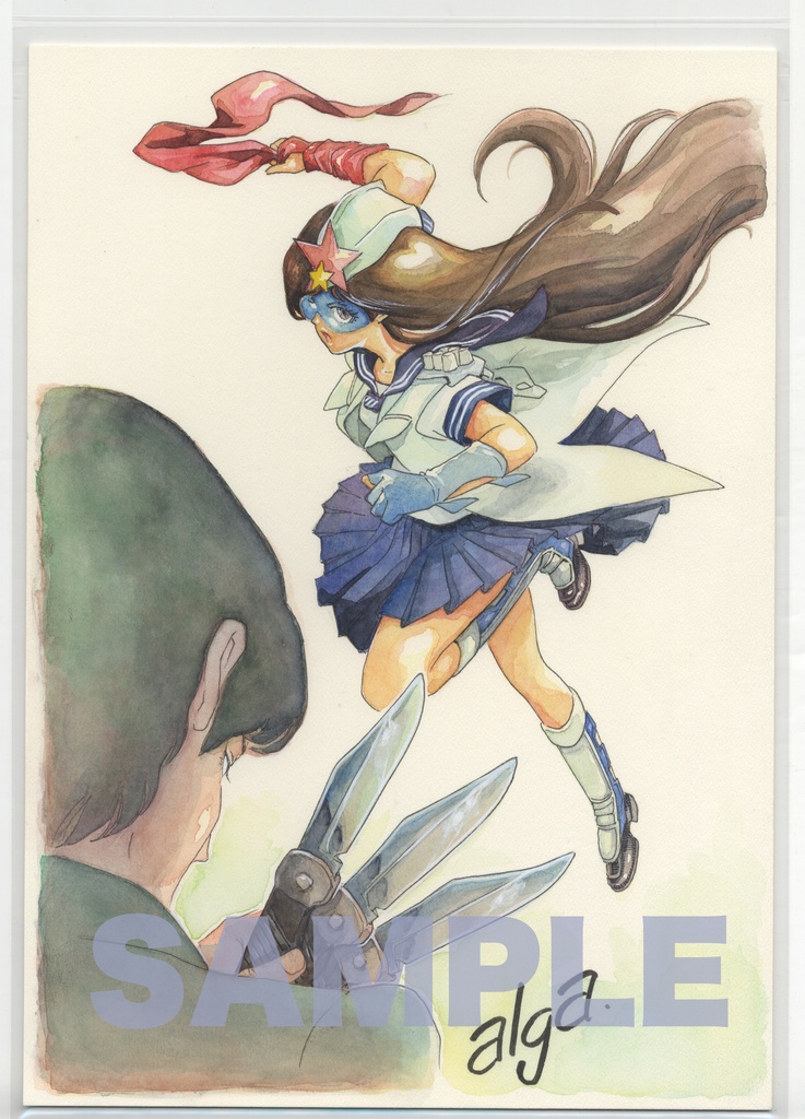 【直筆イラストサイン入り・イラストボード】「舞って! セーラー服騎士」  連載６話  沖田との決戦