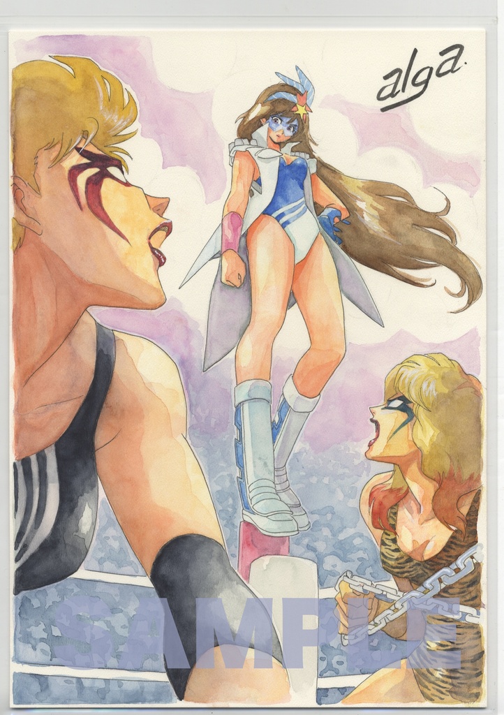 【直筆イラストサイン入り・イラストボード】「舞って! セーラー服騎士」  プロレス騎士登場