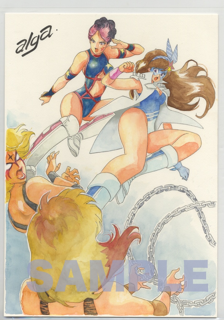 【直筆イラストサイン入り・イラストボード】「舞って! セーラー服騎士」  母娘Wキック