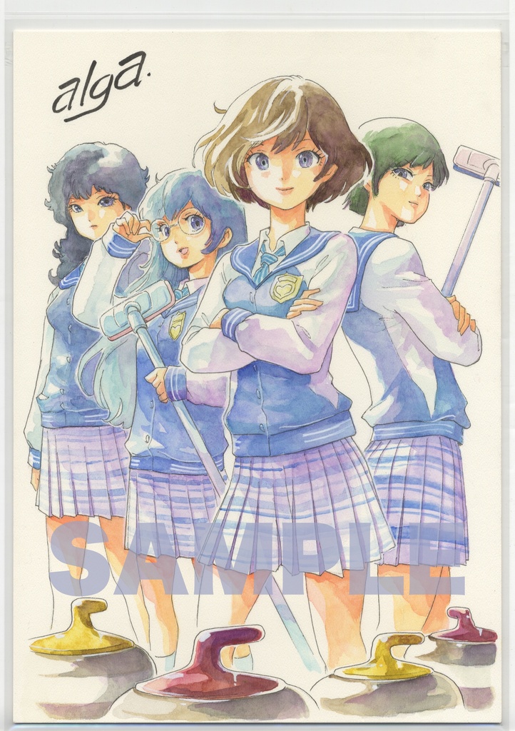 【直筆イラストサイン入り・イラストボード】「新作・カーラー漫画」  チーム