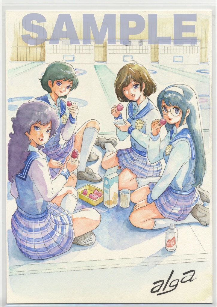 【直筆イラストサイン入り・イラストボード】「新作・カーラー漫画」  ハーフタイム