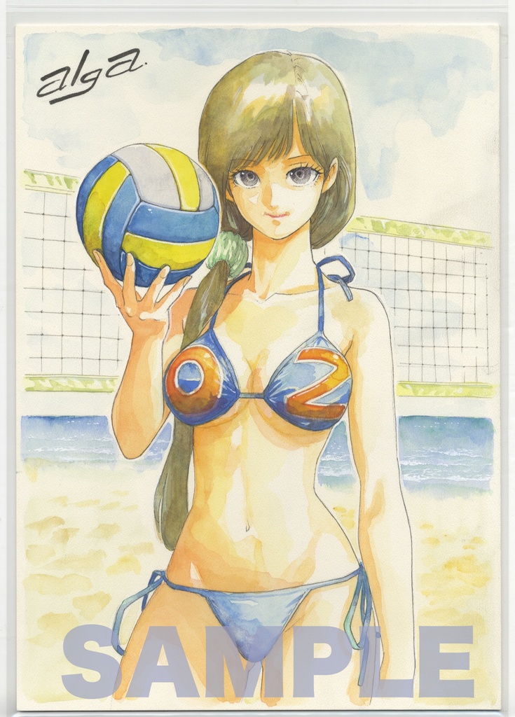 【直筆イラストサイン入り・イラストボード】 「 Beach! Beach!! Beace!!! 」 七伯キリカ