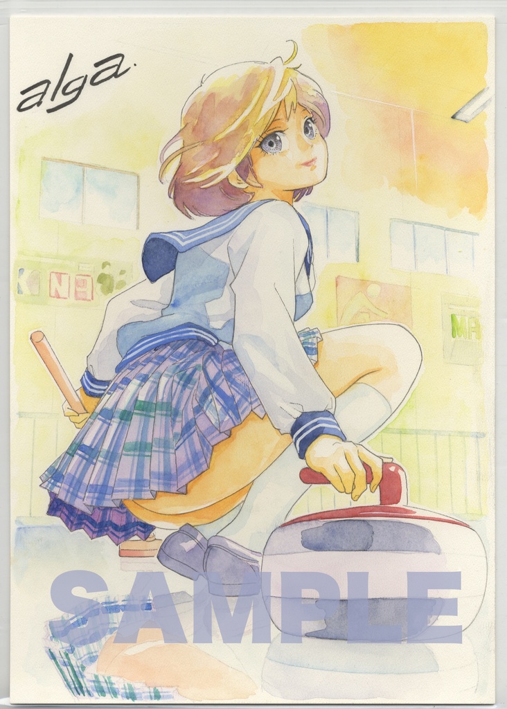 【直筆イラストサイン入り・イラストボード】「新作・カーラー漫画」  スキップ 雪代ノア