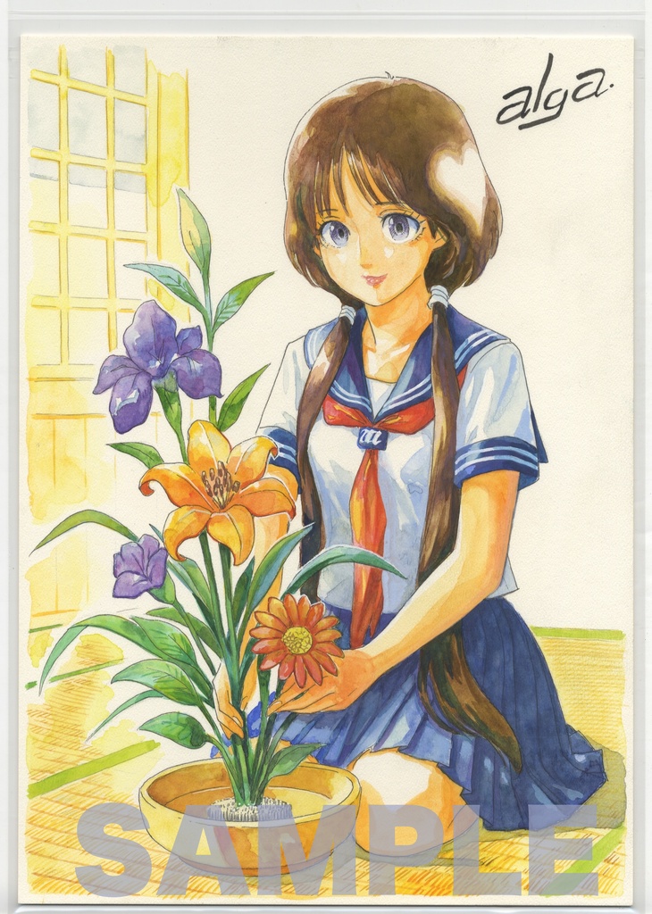 【直筆イラストサイン入り・イラストボード】「舞って! セーラー服騎士」  メモリーアルバム 1  華道部の舞子