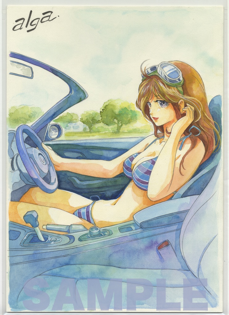 【直筆イラストサイン入り・イラストボード】 「 パラダイス教習所 」  夏季教習所