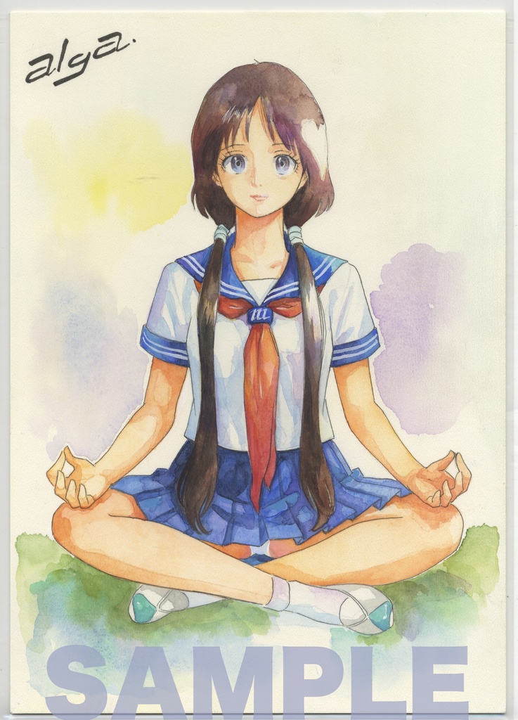 【直筆イラストサイン入り・イラストボード】「舞って! セーラー服騎士」  瞑想
