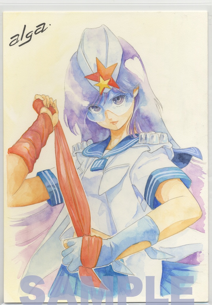 【直筆イラストサイン入り・イラストボード】「舞って! セーラー服騎士」  武器スカーフ