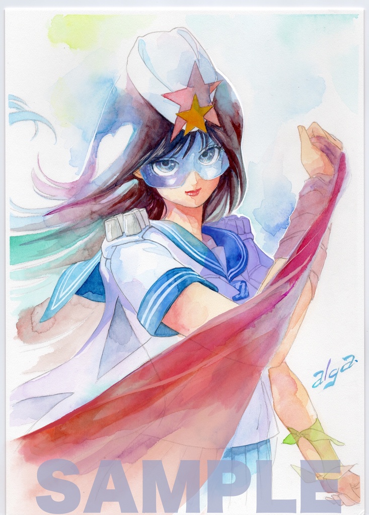 【直筆イラストサイン入り・イラストボード】舞って!セーラー服騎士・スカーフ