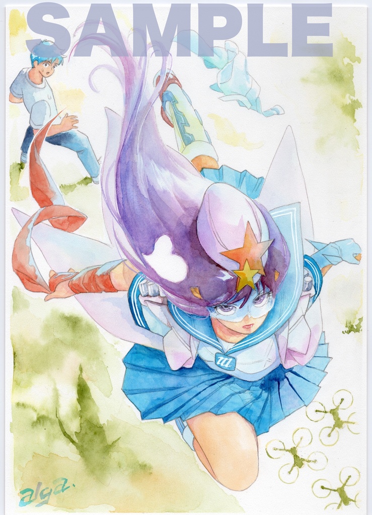 【直筆イラストサイン入り・イラストボード】舞って!セーラー服騎士・ドローン