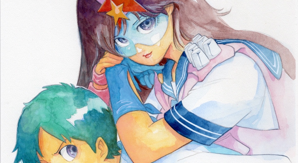 【直筆イラストサイン入り・イラストボード】舞って!セーラー服騎士・幼馴染の背中