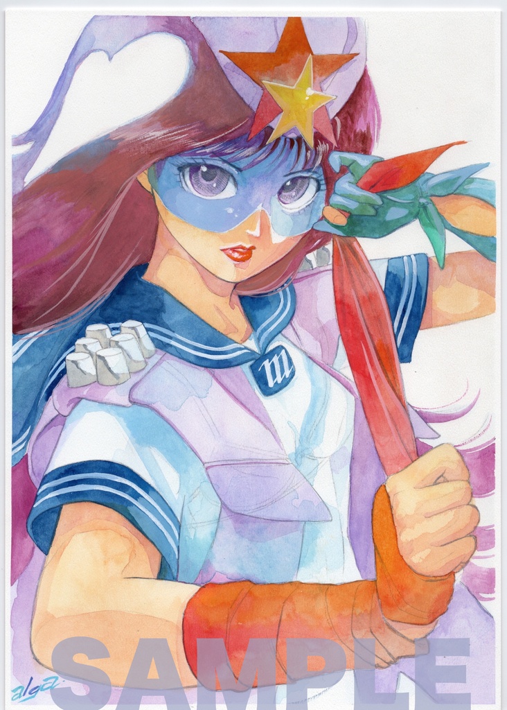 【直筆イラストサイン入り・イラストボード】舞って!セーラー服騎士・怒りと哀しみのスカーフ