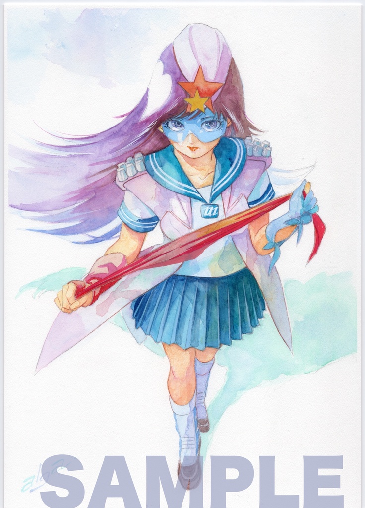 【直筆イラストサイン入り・イラストボード】舞って!セーラー服騎士・セーラースカーフ