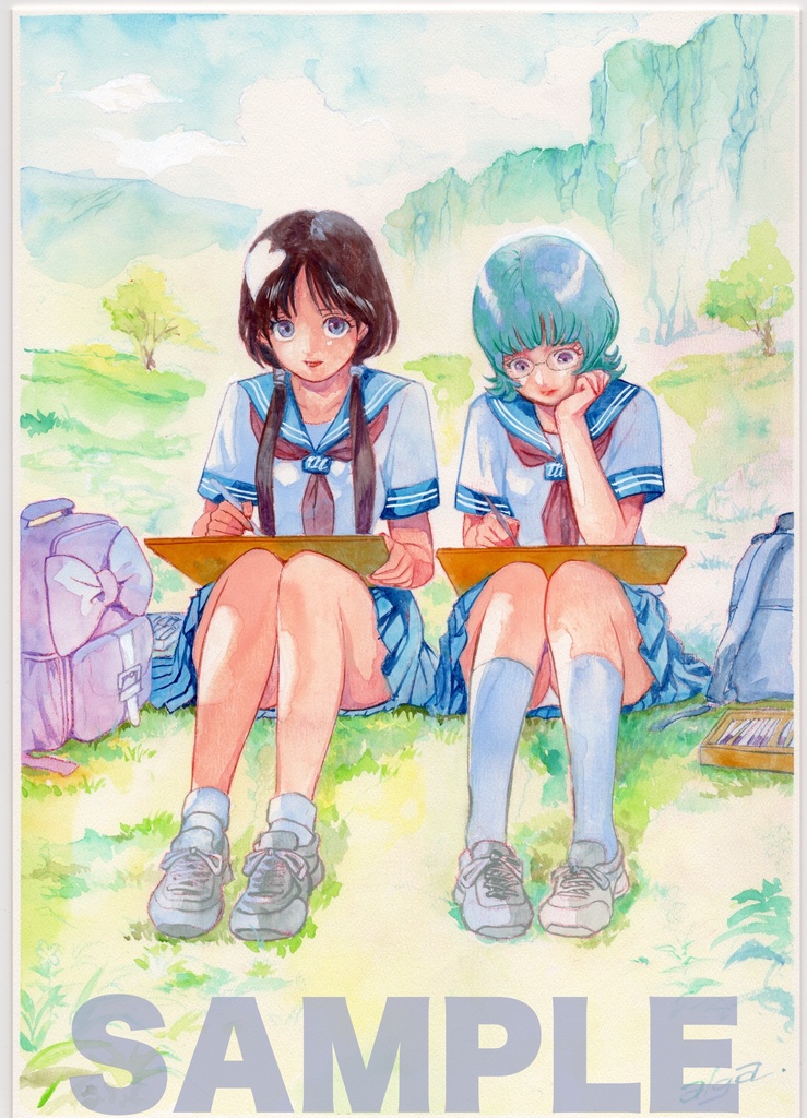 【直筆イラストサイン入り・イラストボード】舞って!セーラー服騎士・写生大会
