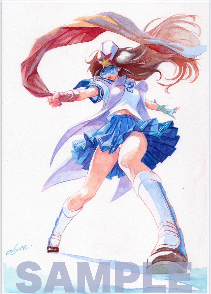 【直筆イラストサイン入り・イラストボード】舞って!セーラー服騎士・スカーフ