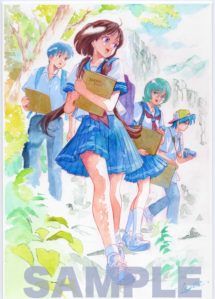 【直筆イラストサイン入り・イラストボード】舞って!セーラー服騎士・写生大会の青春