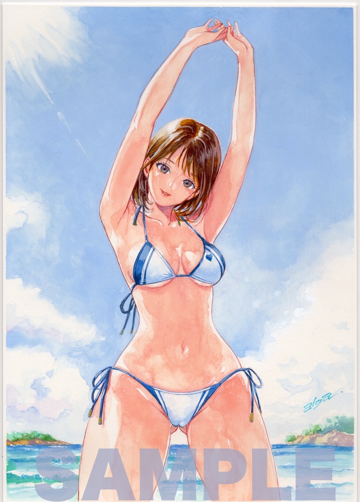 【直筆イラストサイン入り・イラストボード】はじめてのビキニ