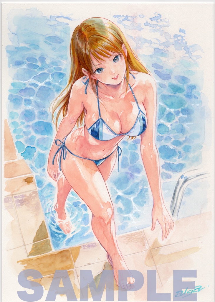 【直筆イラストサイン入り・イラストボード】はじめてのプール