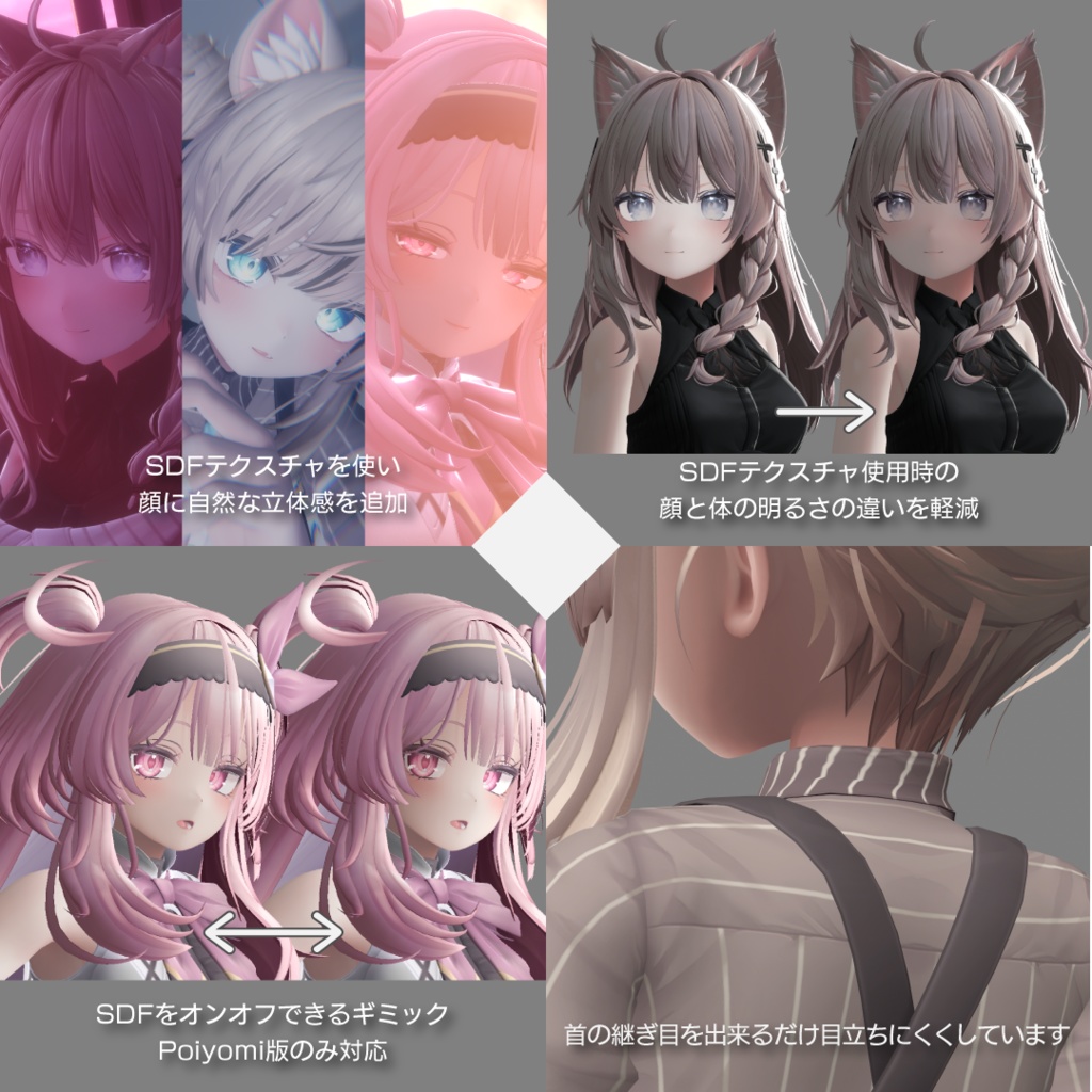 【複数アバター対応】なめらかマットマテリアル・SDFテクスチャセット【VRChat】