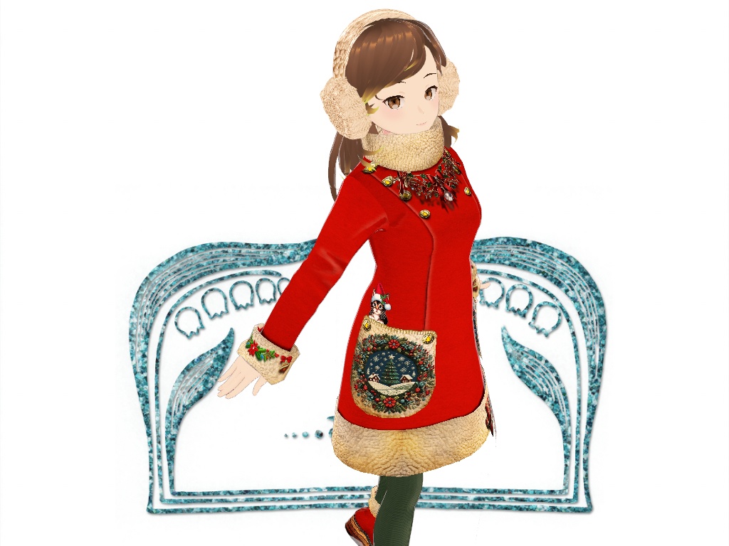 23年度版クリスマスコートワンピとピンクの薔薇のコート