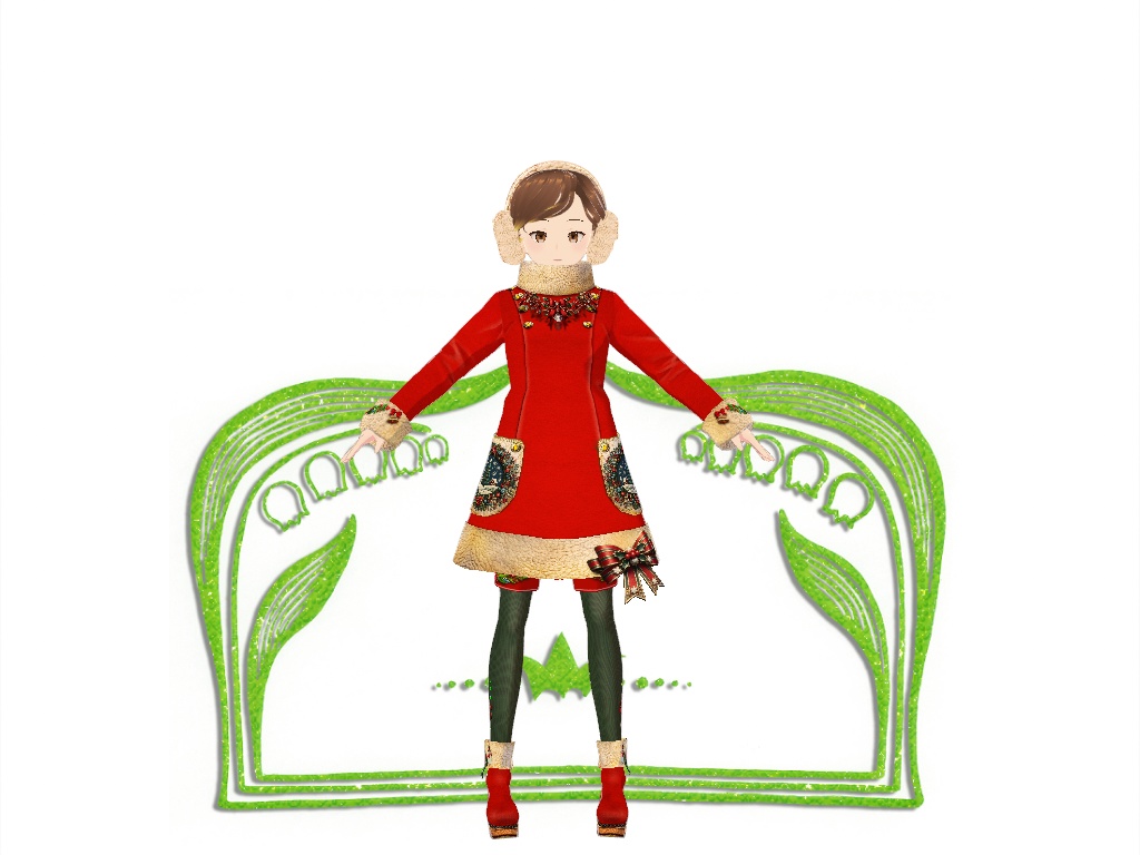 23年度版クリスマスコートワンピとピンクの薔薇のコート