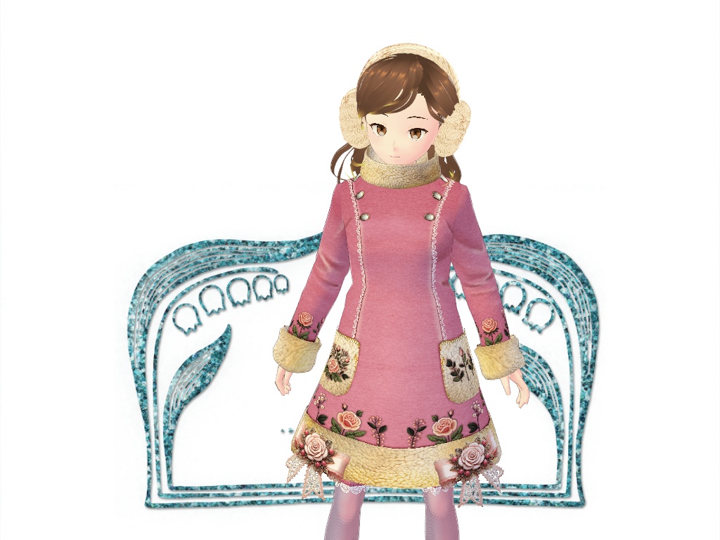 23年度版クリスマスコートワンピとピンクの薔薇のコート