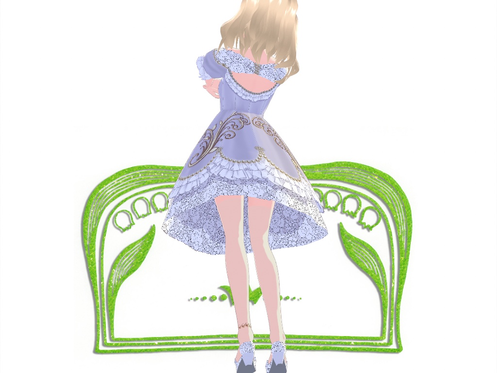 藤色のレースとパールのドレス