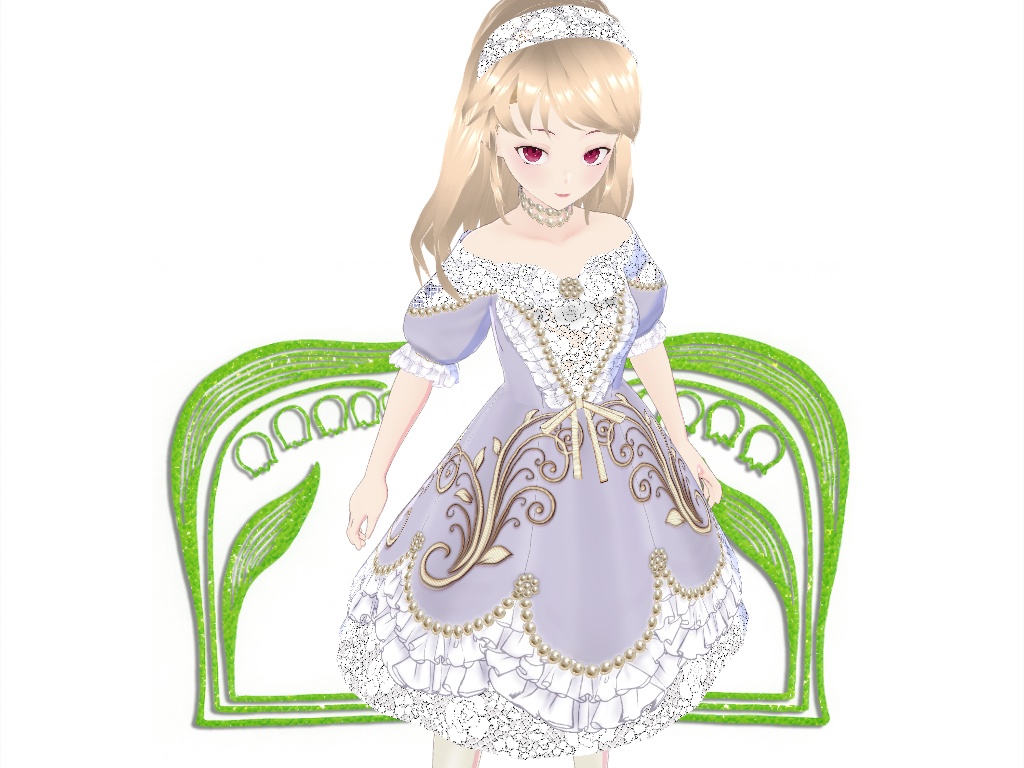 藤色のレースとパールのドレス