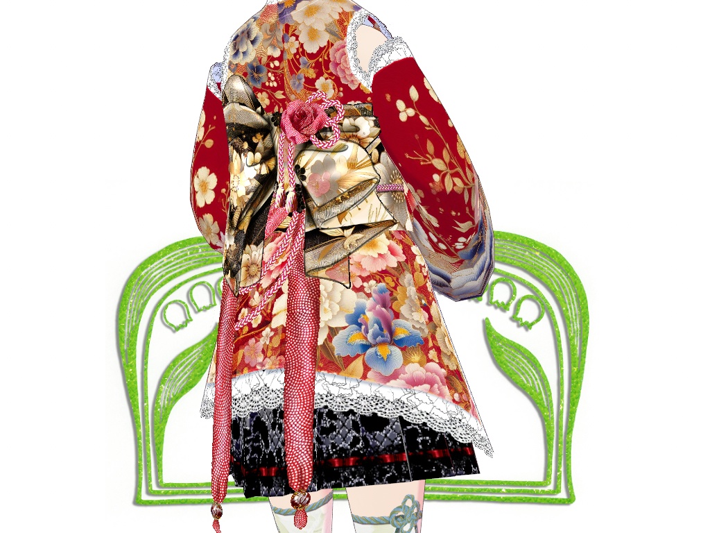 赤の晴れ着(着物風ドレス)