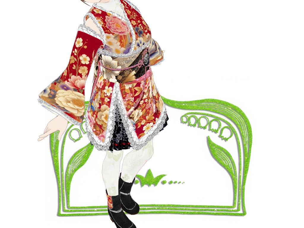 赤の晴れ着(着物風ドレス)