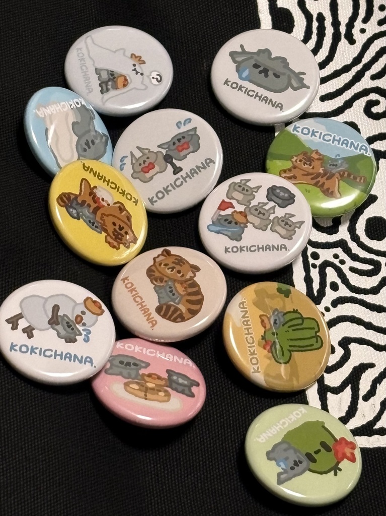 【こきちゃなグッズ第一弾】こきちゃなおたのしみ缶バッジとシール