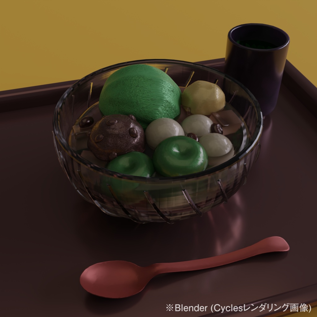 喫茶店 白玉あんみつ抹茶アイスのせ