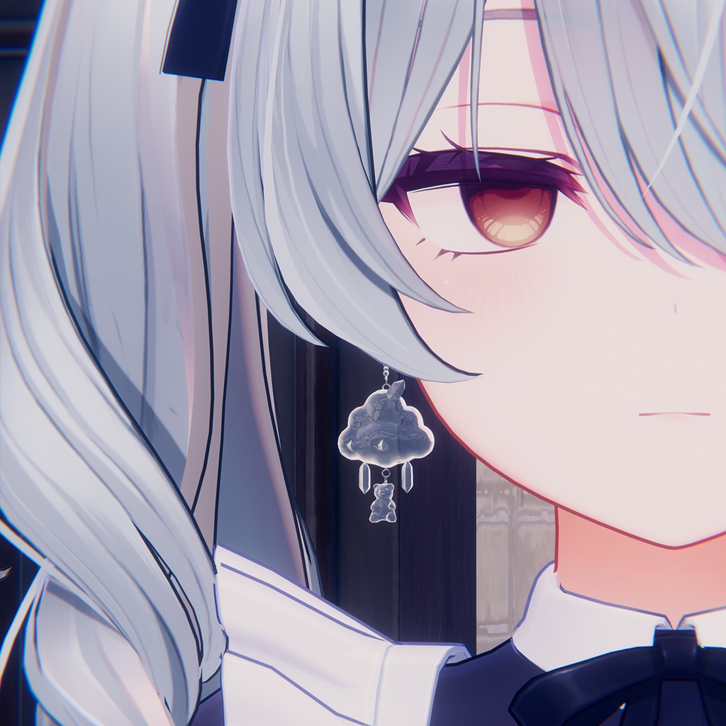 🌨️ほわほわ雲とちっちゃな白くまピアス❄️【MA対応】