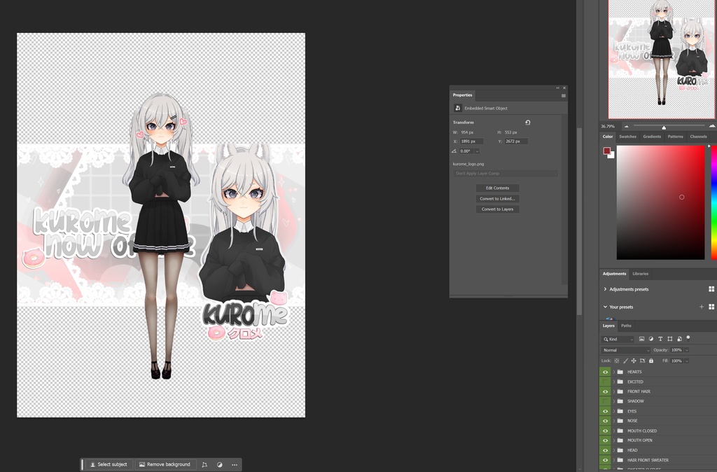 クロメVTuber Model【パーツ分け済psd】