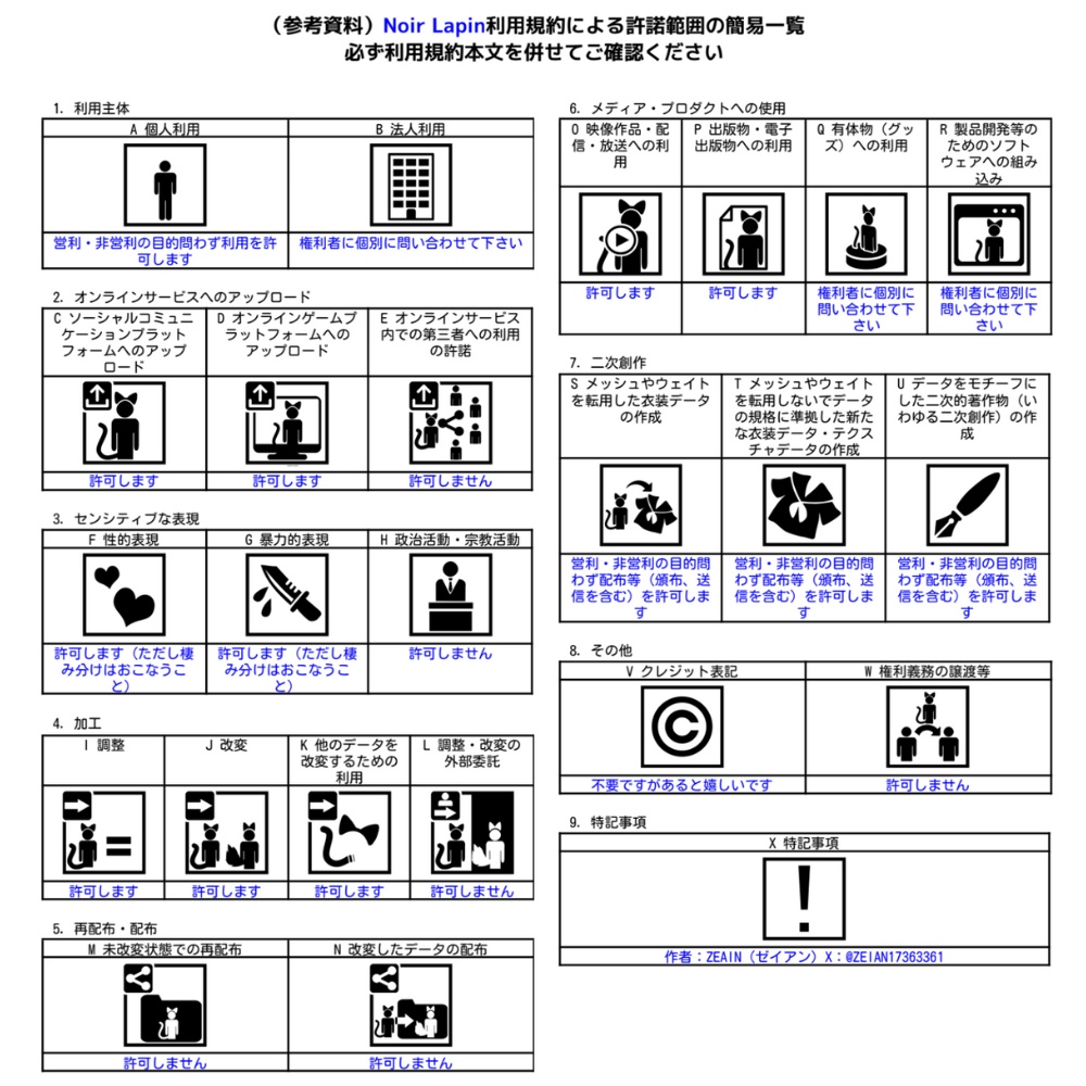 【VRChat想定】Noir Lapin うさみみ帽子