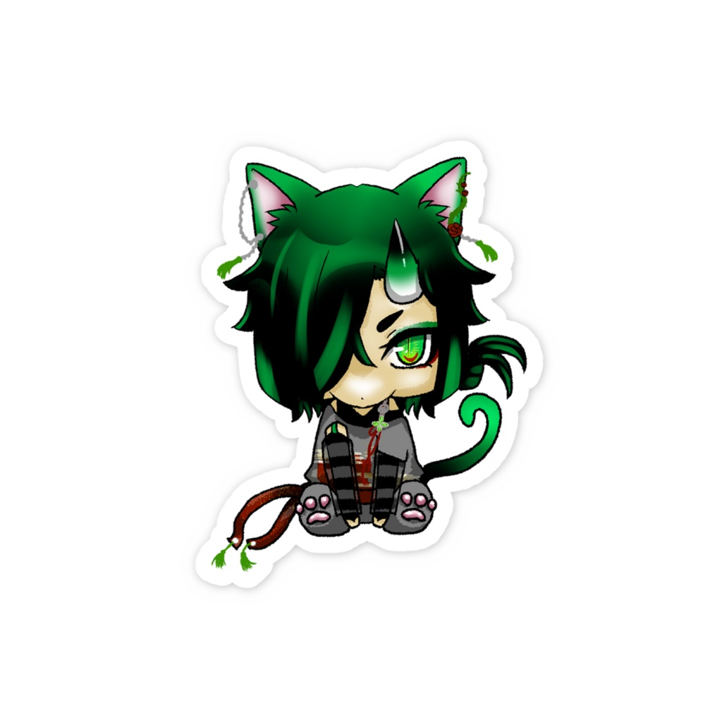 鬼榴の猫なりきりスマホステッカー