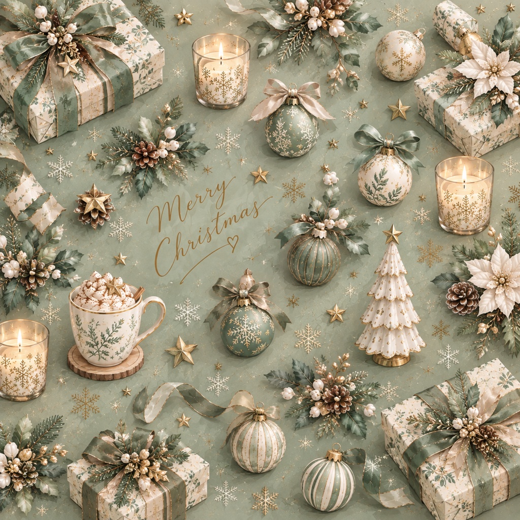 大人かわいいChristmasデジタルペーパー|8色セット